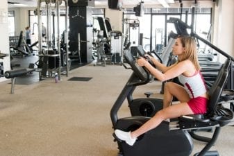 A woman performing low impact exercise