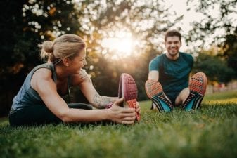 Happy couple exercising